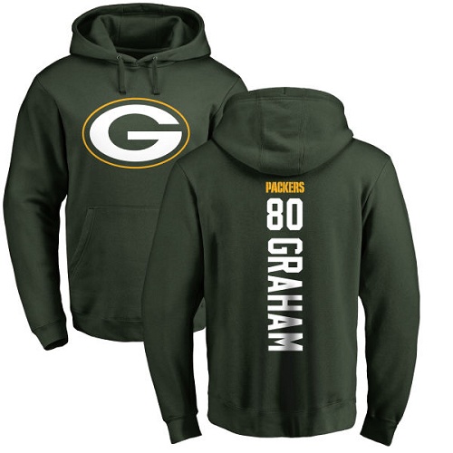 Men Green Bay Packers Green #80 Graham Jimmy Backer Nike NFL Pullover Hoodie Sweatshirts->nfl t-shirts->Sports Accessory